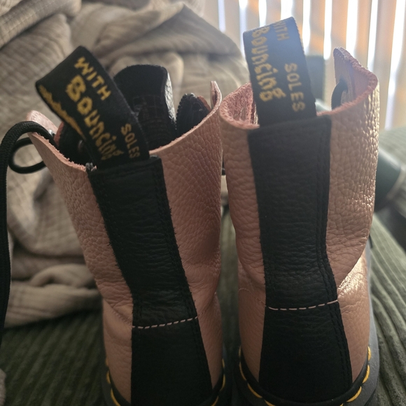 Dr. Martens Pink Ankle Boots with Black Accents - Picture 2 of 4